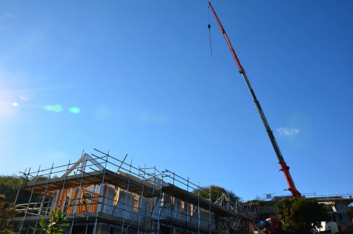 The crane towers over the build - 13 October 2015
